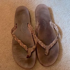 Rainbow flip flops, brown with braided straps